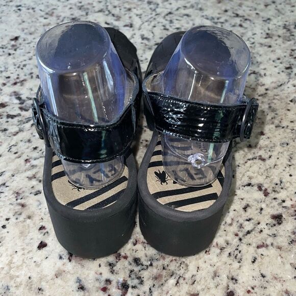 Fly London Womens Patent Bind303Fly Slingback Platform Sandals Black Size 41 US - Picture 5 of 9